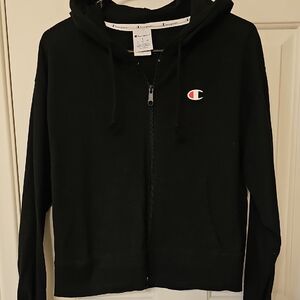 Champion Black Hoodie with Logo